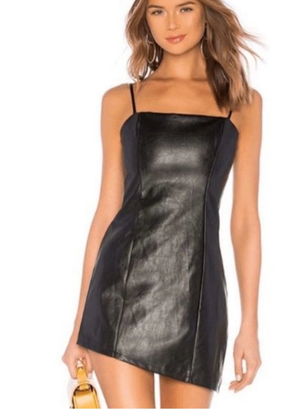 Superdown Black Faux Leather Slip mini Dress